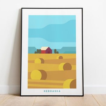 Minimalist Nebraska Travel Art Canvas Wall Decor Print Wall Decor Nebraska Wall Art