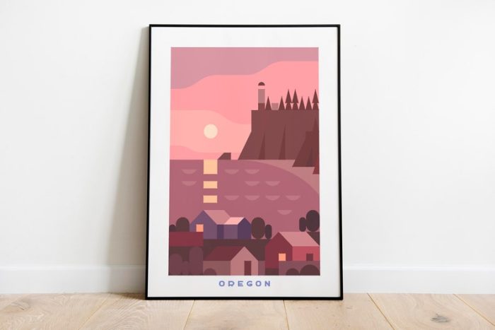 Minimalist Oregon Travel Art Canvas Wall Decor Print Wall Decor Oregon Wall Art