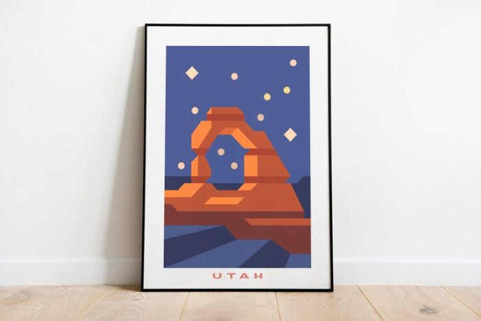 Minimalist Utah Travel Art Canvas Wall Decor Print Wall Decor Utah Wall Art
