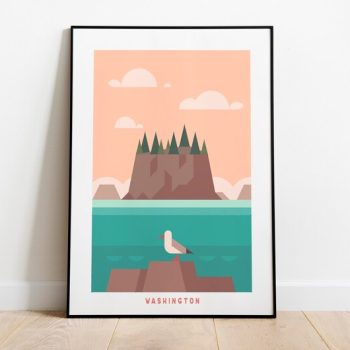 Minimalist Washington Travel Art Canvas Wall Decor Print Wall Decor Washington Wall Art