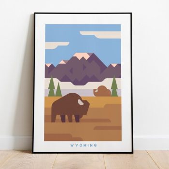 Minimalist Wyoming Travel Art Canvas Wall Decor Print Wall Decor Wyoming Wall Art