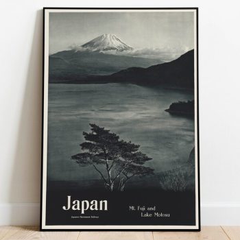 Mount Fuji and Lake Motosu Poster Prints Wall Art Poster Vintage Japan Travel Poster Wall Art Canvas Framed Art Hanger Framed Print