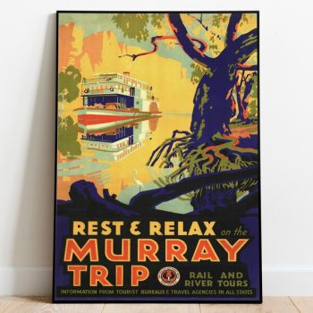 Murray River Wall Art Print Vintage Poster Art Australia Travel Print Canvas Print Wall Art
