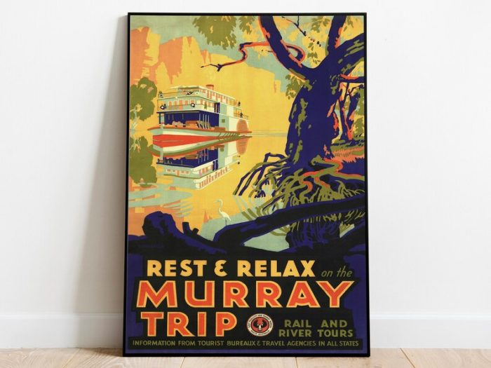 Murray River Wall Art Print Vintage Poster Art Australia Travel Print Canvas Print Wall Art