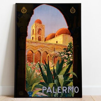 Palermo Poster Vintage Framed Art Italy Vintage Travel Poster Canvas Print Wall Art Wall Prints Poster Art Wall Art Decor