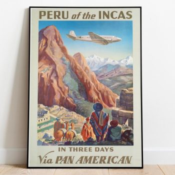 Peru Poster Vintage Framed Art Peru Vintage Travel Poster Canvas Print Wall Art Wall Prints Poster Art Wall Art Decor