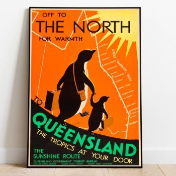 Queensland Travel Poster Vintage Travel Print Australia Wall Art Print Canvas Print Wall Decor Hanger Framed Print