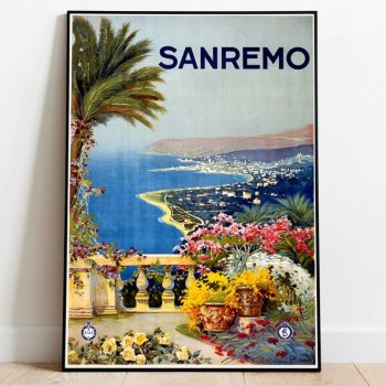 Sanremo Poster Vintage Framed Art Italy Vintage Travel Poster Canvas Print Wall Art Wall Prints Poster Art Wall Art Decor