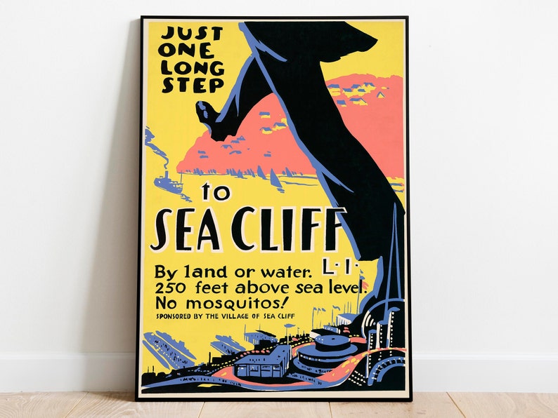 Sea Cliff Poster Vintage Framed Art New York Vintage Travel Poster Canvas Print Wall Art Wall Prints Poster Art Wall Art Decor
