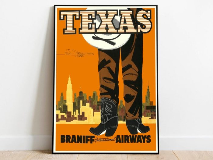 Texas Vintage Travel Poster Wall Art Prints Texas Wall Print Canvas Print Wall Decor Hanger Framed Poster Art Framed Prints