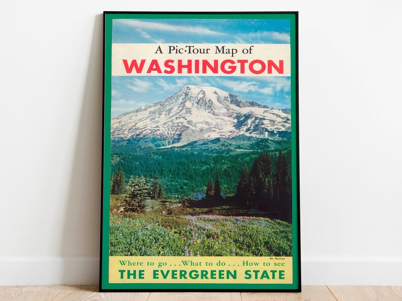 Washington Vintage Travel Canvas Art Wall Decor Wall Art Print Poster Vintage Home Decor Wall Prints