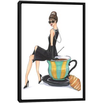 Audrey Hepburn And Tiffany - Black Framed Canvas