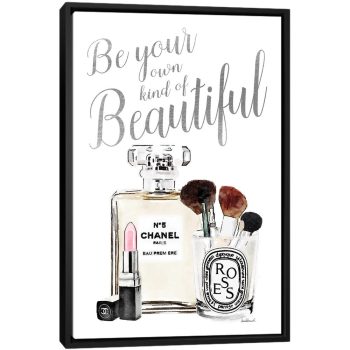 Be Your Own Kind Of Beauty Silver Makeup - Black Framed Canvas
