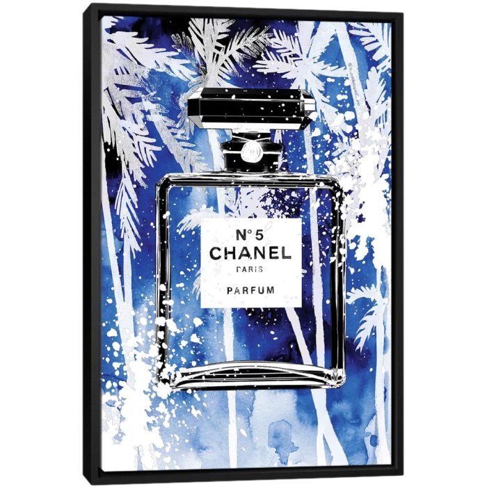 Blue Palms Chanel - Black Framed Canvas