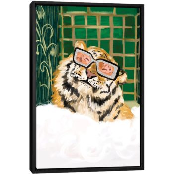 Bubble Bath Tiger In Gucci Glasses - Black Framed Canvas