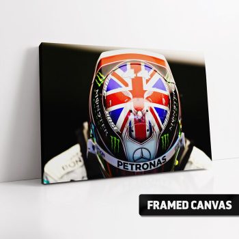 Canvas Print Lewis Hamilton 2019 Silverstone Union Jack Helmet   Mercedes F1 Fan Gift Formula One Poster