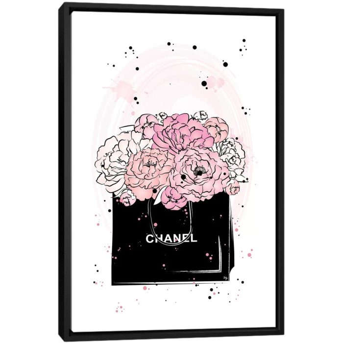 Chanel Peonies - Black Framed Canvas