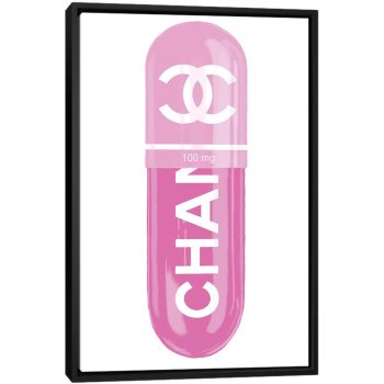 Chanel Pink 100MG - Black Framed Canvas, Stretched Wrapped Canvas Print, Wall Art Decor