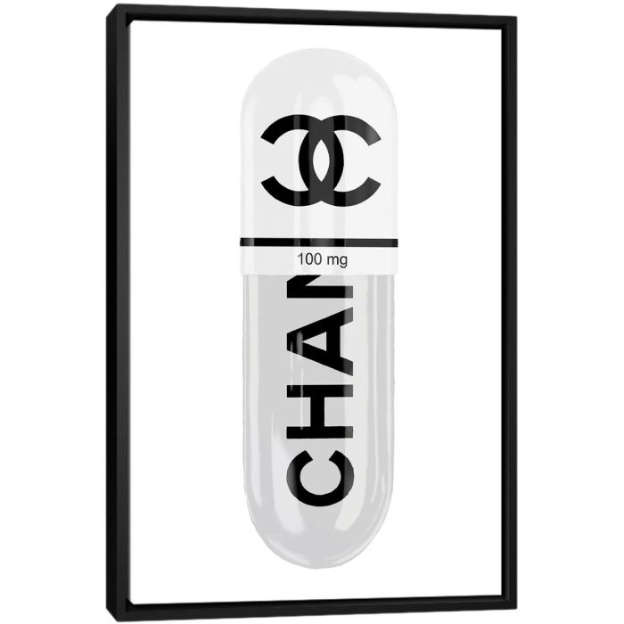 Chanel White 100MG - Black Framed Canvas
