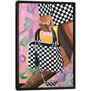 Checkered Lady Dior Bag - Black Framed Canvas