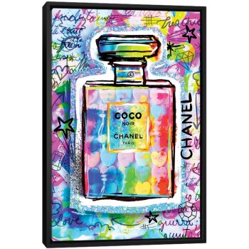 Coco Perfume - Black Framed Canvas, Stretched Wrapped Canvas Print, Wall Art Decor
