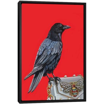 Crow On Gucci Purse - Black Framed Canvas