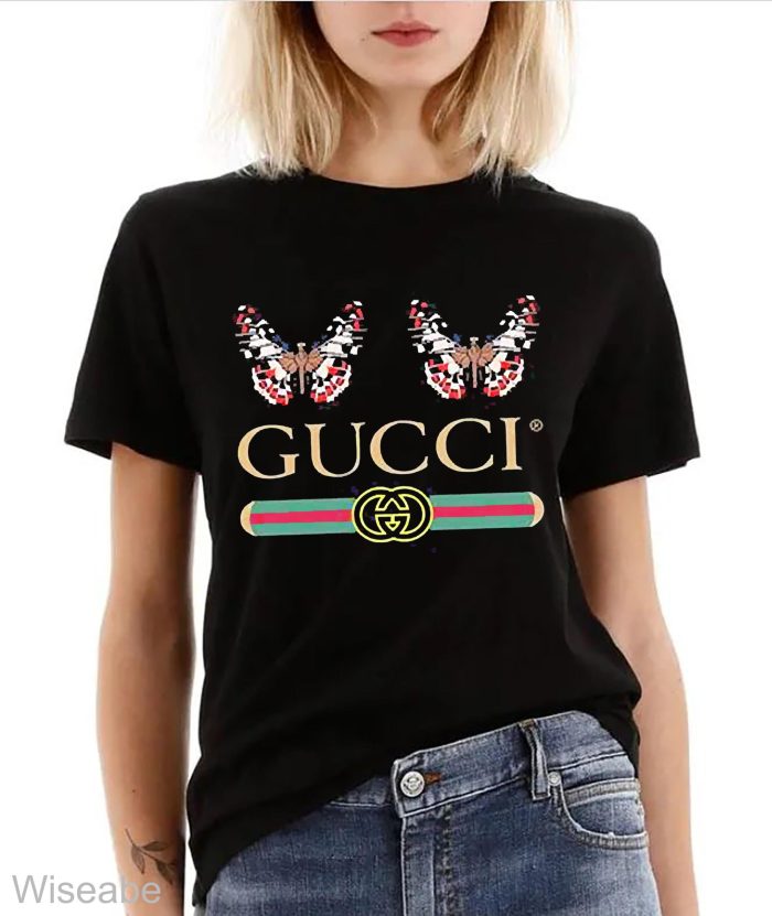 Double Butterfly Gucci Shirt Gucci Logo Unisex T-Shirt WTS419