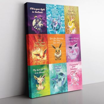 Eeveelutions Love Quotes Pokemon Vertical Canvas Poster Print Wall Art Decor