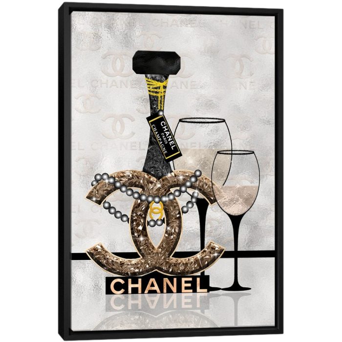 Getting Tipsy With Chanel - Black Framed Canvas