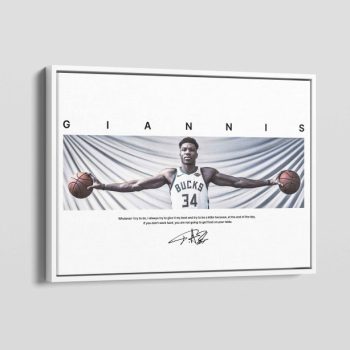 Giannis Antetokounmpo Poster Milwaukee Bucks Fan Gift Giannis Antetokounmpo Wings Canvas Framed Basketball Canvas NBA Wall Art