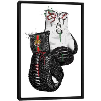 Gucci Animal Boxing Gloves - Black Framed Canvas, Stretched Wrapped Canvas Print, Wall Art Decor
