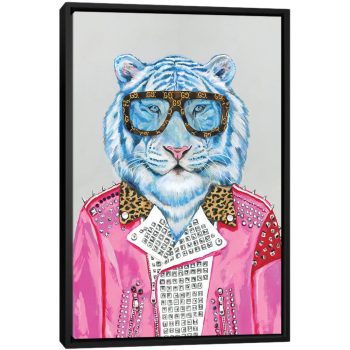 Gucci Blue Tiger - Black Framed Canvas