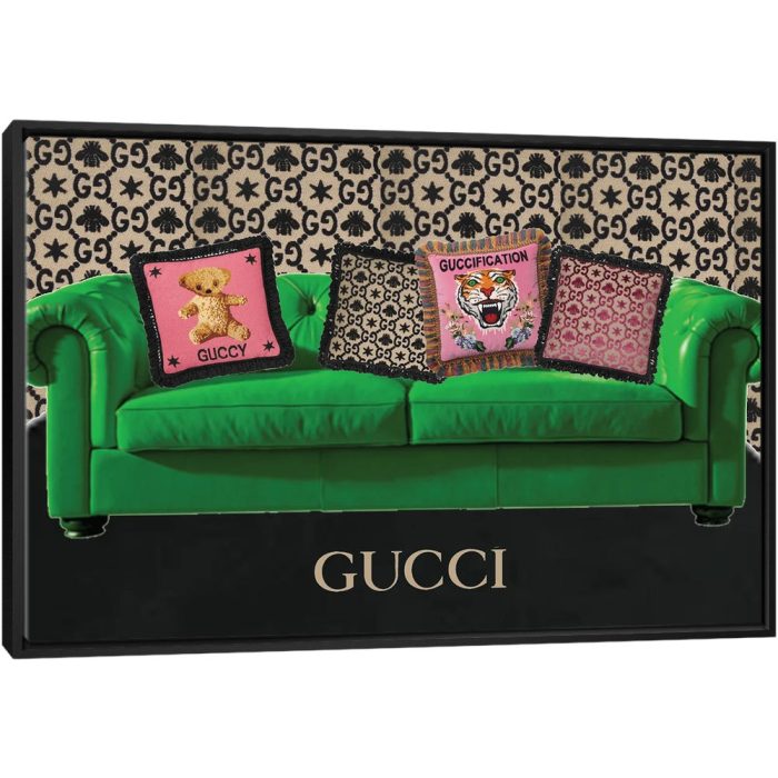 Gucci Couch And Pillows - Black Framed Canvas