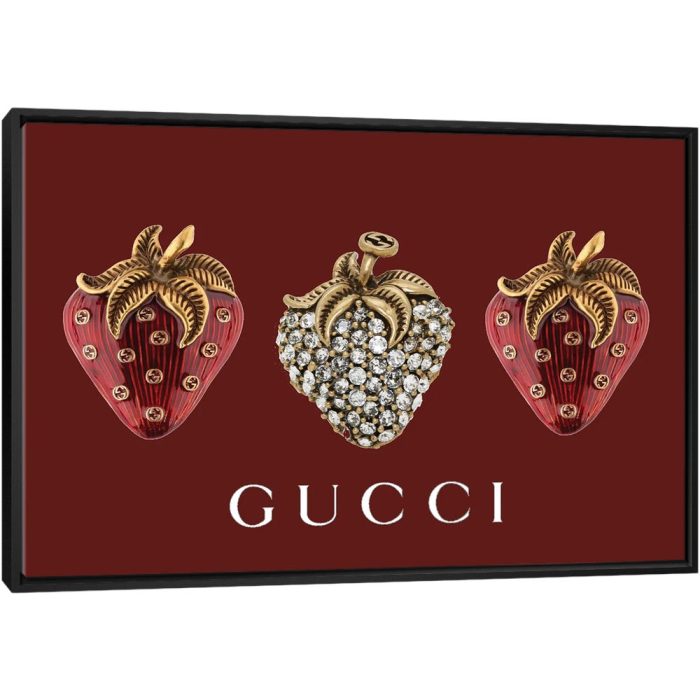 Gucci Strawberries - Black Framed Canvas