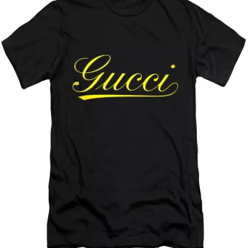 Gucci Yellow Logo Black Luxury Brand Unisex T-Shirt Kid T-Shirt LTS013