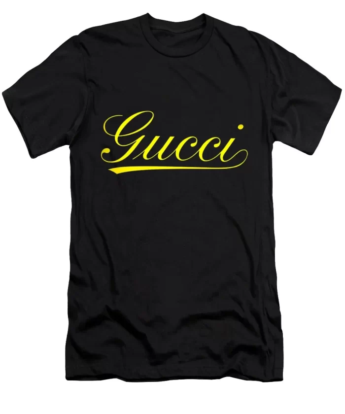 Gucci Yellow Logo Black Luxury Brand Unisex T-Shirt Kid T-Shirt LTS013