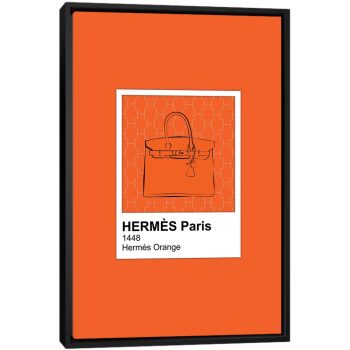 Hermes Orange Pantone - Black Framed Canvas