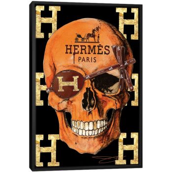 Hermes Skull - Black Framed Canvas