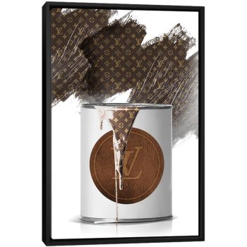 LV Paint Can - Black Framed Canvas, Stretched Wrapped Canvas Print, Wall Art Decor