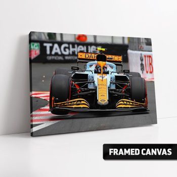 Lando Norris Canvas Print Mclaren Gulf Livery Monaco Gp 2021 F1 Formula One Poster Print