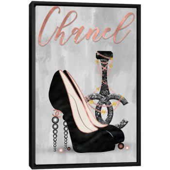 Late Nights With Chanel III - Black Framed Canvas, Stretched Wrapped Canvas Print, Wall Art Decor