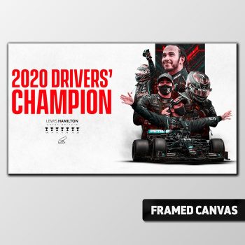 Lewis Hamilton 2020 World Champion (7X) F1 Formula 1 Stretched Canvas Print Poster