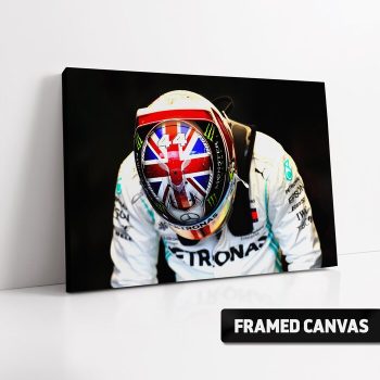 Lewis Hamilton 44 Union Jack Helmet Canvas Print F1 Formula One Poster Fast Shipping