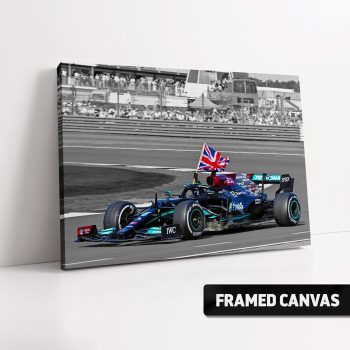 Lewis Hamilton Canvas Print Poster British Grand Prix F1 Win 2021 Mercedes Petronas Box Framed Canvas Wall Art Poster