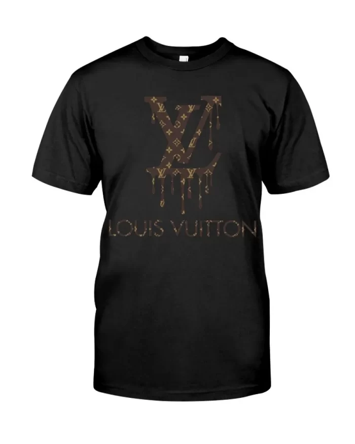 Louis Vuitton Brown Logo Black Luxury Brand Unisex T-Shirt Kid T-Shirt LTS036