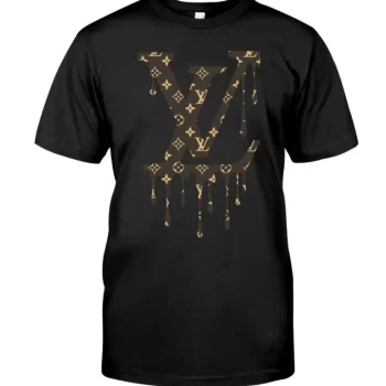 Louis Vuitton Droppped Paint Brown Logo Black Luxury Brand Unisex T-Shirt Kid T-Shirt LTS033