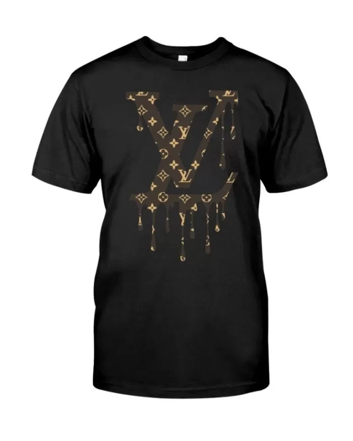 Louis Vuitton Droppped Paint Brown Logo Black Luxury Brand Unisex T-Shirt Kid T-Shirt LTS033