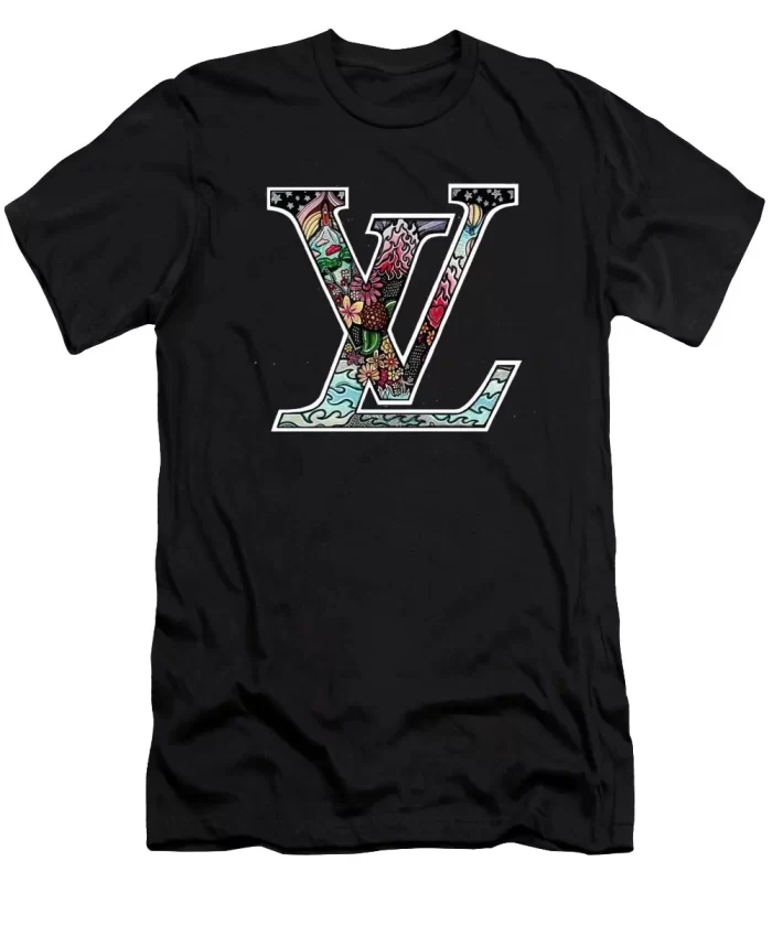 Louis Vuitton Flowers Black Luxury Brand Unisex T-Shirt Kid T-Shirt LTS022