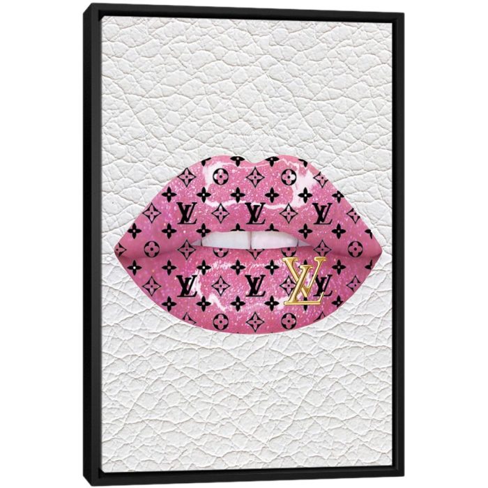 Louis Vuitton Pink Glitter Lips - Black Framed Canvas