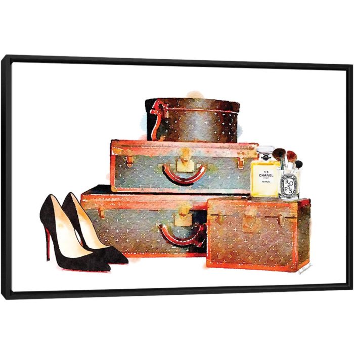 Luggage Set & Shoes - Black Framed Canvas